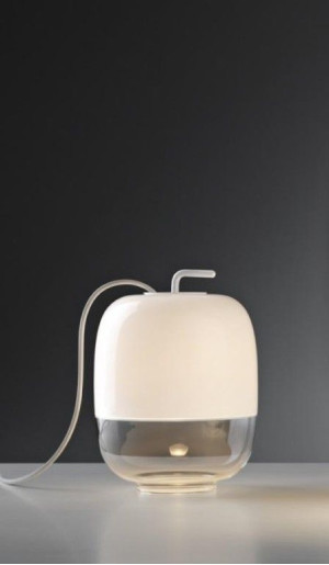Gong T3 - Lampă de masă albă din sticlă  