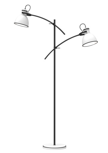 Zumba II - Lampă de podea albă cu 2 surse luminoase și finisaj negru