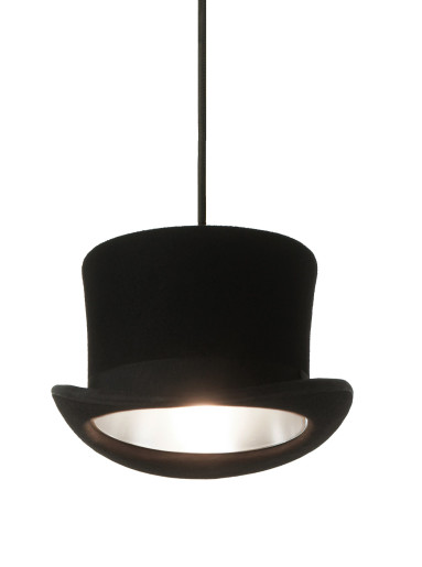 Wooster - Pendul cu abajur negru din lână în formă de pălărie