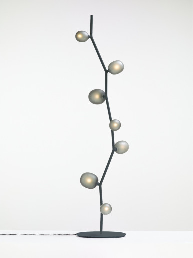 Ivy - Lampă de podea gri cu 7 globuridin sticlă 