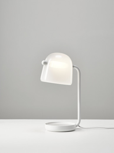 Mona Small - Lampă de masă albă cu abajur din sticlă