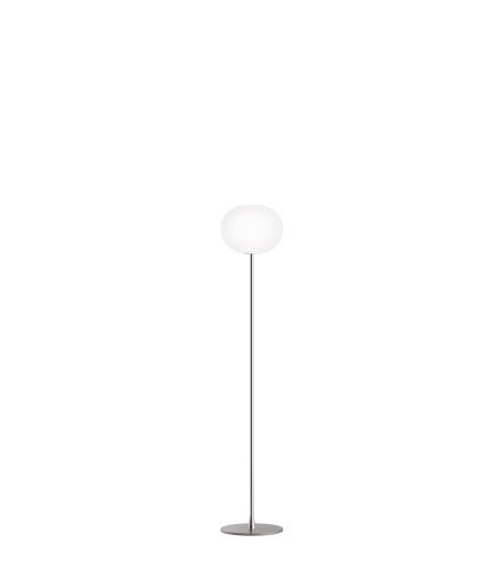 Glo-Ball Floor 2 - Lampă de podea argintie cu abajur din sticlă