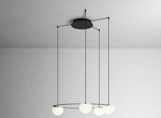 Circ - Candelabru negru ajustabil cu 4 globuri din sticlă