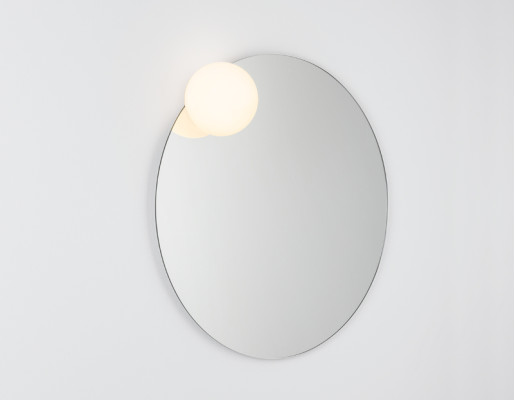 Circ Ø70 - Aplică de baie cu glob și bază rotundă oglindă cu sistem de dezaburire