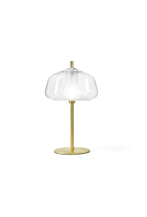 X-Ray III - Lampă de masă aurie cu abajur transparent din sticlă
