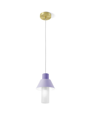 Lollipop II - Pendul violet cu abajur alb din sticlă