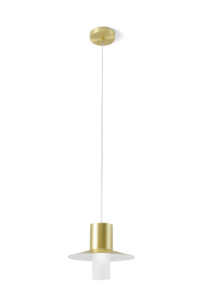 Lollipop III - Pendul auriu cu abajur alb din sticlă