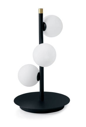 Pomi III - Lampă de masă neagră cu 3 globuri din sticlă    