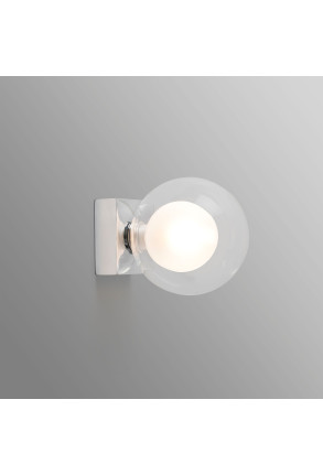 PERLA 1XG9 - Aplică cu abajur transparent și baza din metal crom                                                                             
