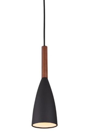 Soft 10 - Pendul negru cu finisaj din lemn