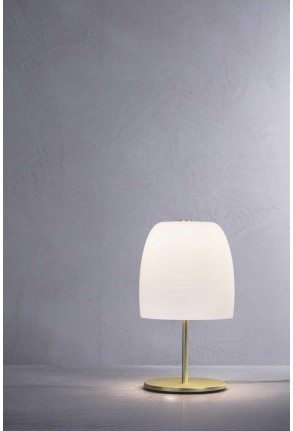 Notte T1 Aurie  - Lampă de masă cu abajur alb și finisaj auriu