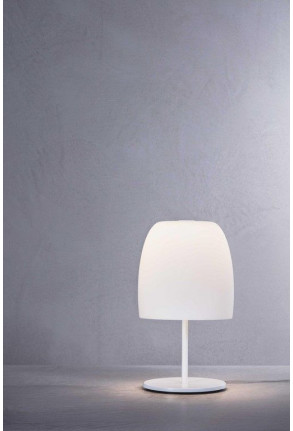 Notte T1 Albă - Lampă de masă cu abajur alb din sticlă   
