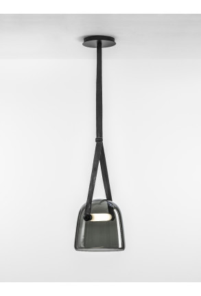 Mona Medium - Pendul negru cu abajur fumuriu din sticlă