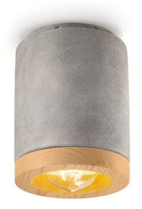 C989 - Spot aplicat cilindric alb sau gri din ceramică și lemn