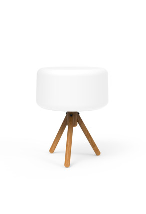 Chloe - Lampă portabilă albă din lemn cu încărcare solară 