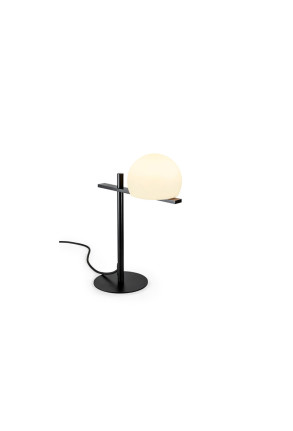 Circ - Lampă de masă neagră cu abajur alb din sticlă