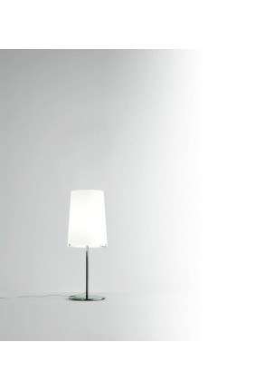 Sera T1 - Lampă de masă cu abajur alb si finisaj cromat