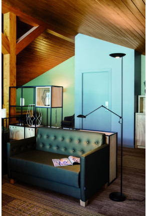 Icons P-1127 - Lampă de podea neagră cu braț ajustabil pentru citit