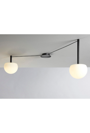 Circ - Plafonieră încastrată neagră cu 2 globuri din sticlă