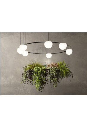 Circ - Candelabru negru ajustabil cu ornament din plante artificiale