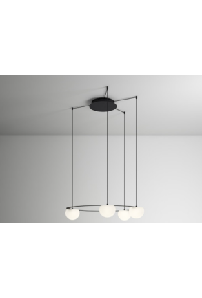 Circ - Candelabru negru ajustabil cu 4 globuri din sticlă
