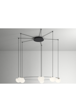 Circ - Candelabru negru ajustabil cu 7 globuri din sticlă