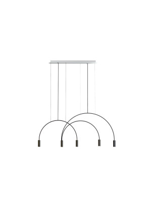 Volta M 3000K - Lustră neagră cu 5 surse de lumină cu finisaj mat